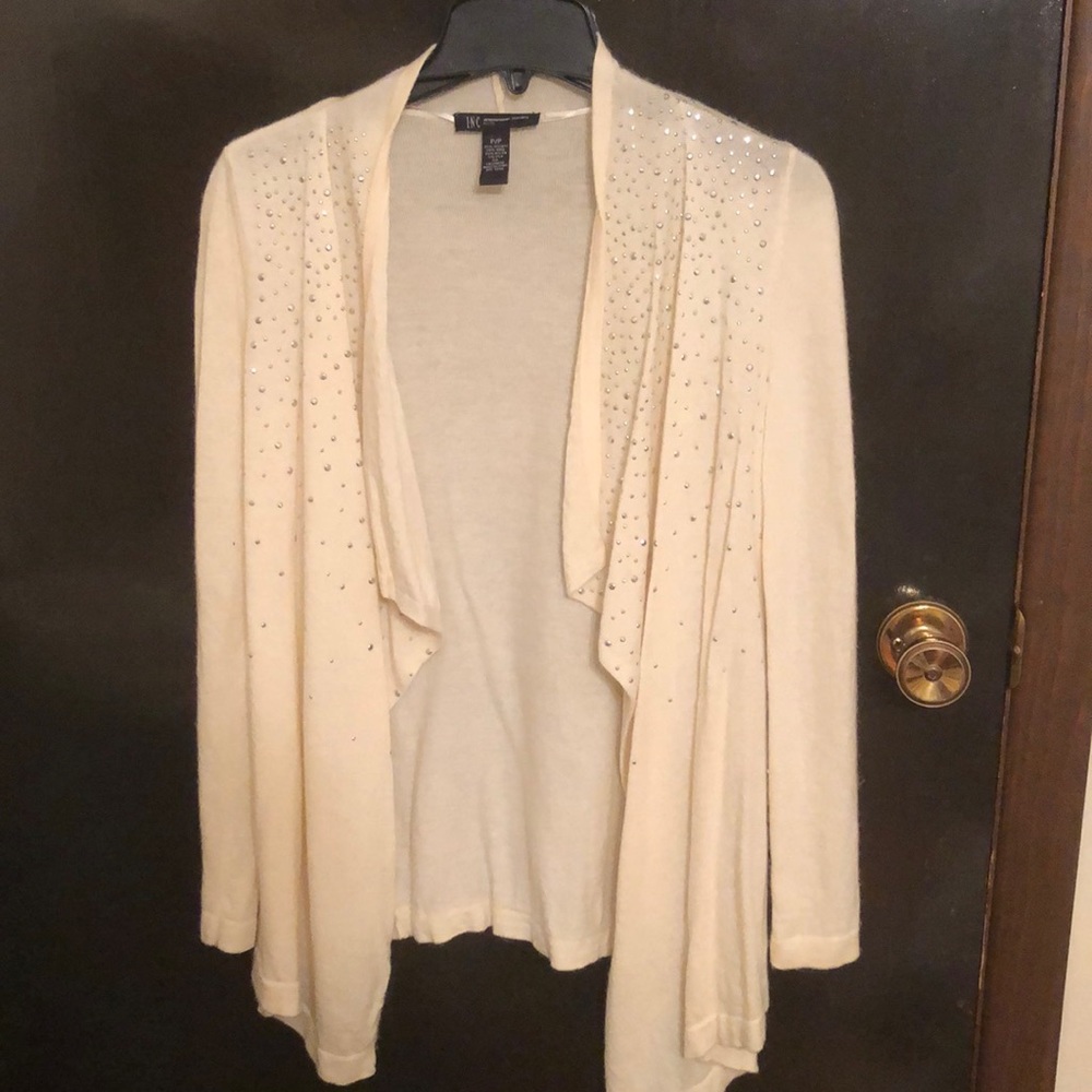 Off White Cardigan with Rhinestones